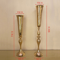 Vase en métal argenté et doré de style trompette, taille européenne, pour décoration d'événements, centre de table de mariage, art en fer pour activités