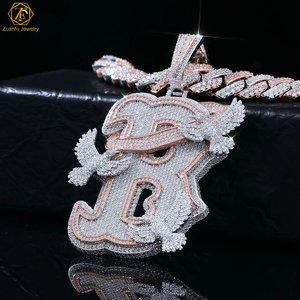 925 Sterling Silber Custom Diamond Anhänger VVS1 Moissan ite Iced Out Anhänger für kubanische Glieder kette Hip Hop Anhänger - Product Image 4