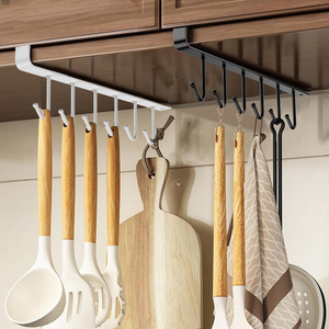 Support de rangement de cuisine en fer avec 6 crochets, support métallique sous étagère, porte-tasses à café en gros avec 6 crochets - Product Image 3