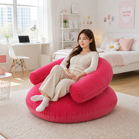 Canapé gonflable ergonomique en PVC floqué épaissi avec accoudoirs, fauteuil inclinable individuel en forme de U pour la maison et les voyages
