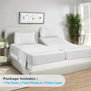 Draps de lit blancs pour l'hôtellerie, taille Queen, 60/40 coton, avec fil coloré, utilisés en gros pour les hôtels - Product Image 3