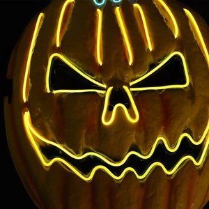 Pafu Halloween néon Led citrouille carnaval fête fournitures fantaisie lueur lumière visage drôle <span class=keywords><strong>masques</strong></span> - Product Image 3