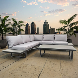 Lujo estilo moderno aluminio Patio jardín Muebles conjunto ocio salón sofá seccional uso al aire libre plástico madera Material hoteles - Product Image 2