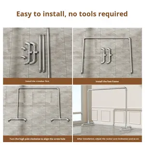 Basit demir boru açık giysi kurutma raf kalınlaşmış takviyeli mobil balkon kapalı zemin ayakta tek katmanlı - Product Image 6