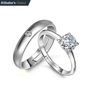 Libre tamaño ajustable de plata 925 anillo de pareja para la boda de joyería de anillo de diamantes anillos de cristal