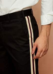 Pantalon décontracté pour homme, taille mi-haute, coupe slim, jambe droite, en viscose écologique, avec braguette zippée, infroissable, en tissu peigné coloré - Product Image 3