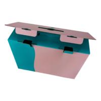 Boîte en carton ondulé portable avec impression couleur, poignée en plastique gaufrée et emballage personnalisé pour marchandises
