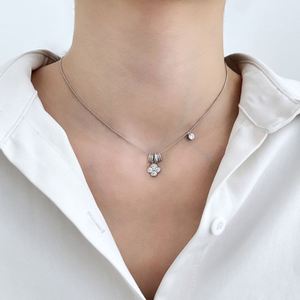 Dylam Dainty Design 925 <b>Silver</b> Rhodium 18K Gold Plated Link Chain 5A Zirconia Four <b>Leaf</b> Clover Twisted Circle Pendant <b>Necklaces</b> - Product Image 4