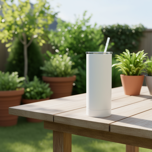 Gobelet isotherme en acier inoxydable de 20 oz avec paille en plastique pour impression par transfert thermique – Accessoire de boisson minimaliste - Product Image 2