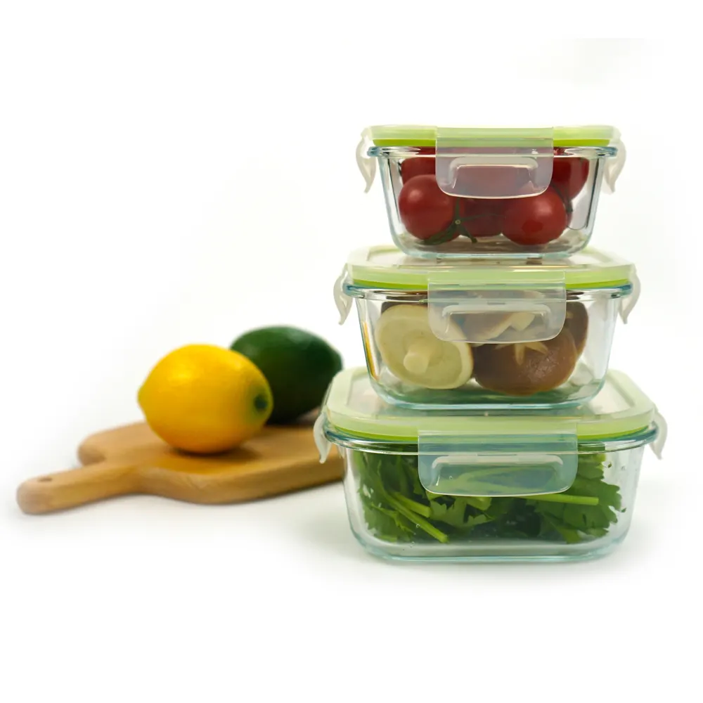 Große Qualität umwelt freundliche Funktion quadratische Glasbehälter Food Box Tiffin Lunch Box für Baby
