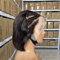 Perruque courte bouclée en cheveux humains brésiliens avec dentelle transparente 13x4, coupe pixie, perruques tressées pour femmes noires