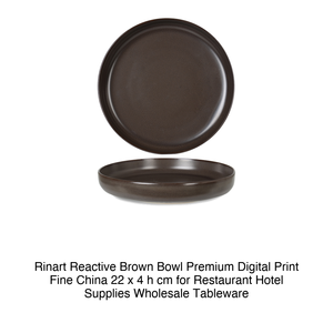 Reactive <b>Brown</b> Bowl Ø 22 cm H 4 cm Premium Fine China Digital Print Rinart - Product Image 2