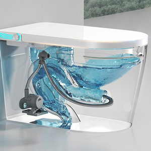 Toilet Pintar Gantung Dinding CE Europe, Bentuk Panjang, dengan Bidet Otomatis, Saluran Pembuangan S-Trap, dan Kontrol Jarak Jauh - Product Image 3