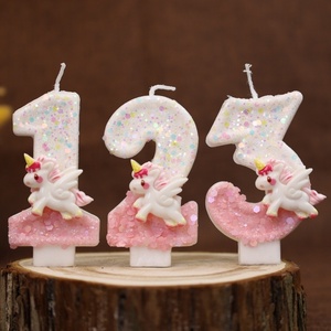 Bougies d'anniversaire écologiques en forme de chiffres 0-9 pour gâteaux numériques, sans fumée, faites à la main en cire, non toxiques, sans flamme, en stock - Product Image 3