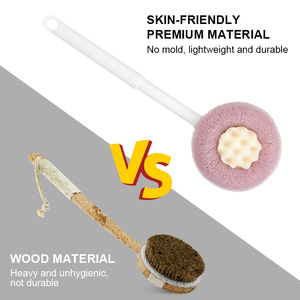 New Style Shower Silicone Body Scrubber Telescópico Long Handle Back Bath Brush 2-em 1 Esfoliação Massagem Dupla Face Scrub - Product Image 5
