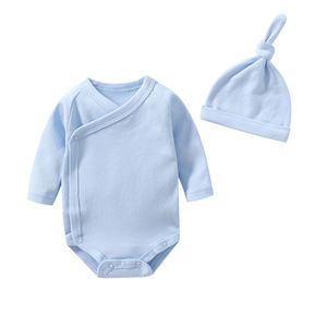 Tuta personalizzata per neonato tuta tinta unita 0-12 M set di abbigliamento per bambine girl2 pezzi in cotone a manica lunga pagliaccetto per bambini - Product Image 1