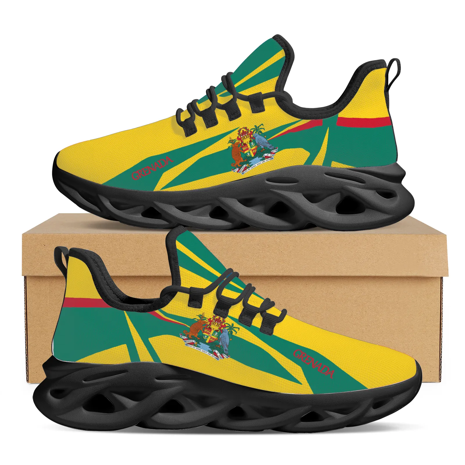 Stampa su richiesta scarpe da passeggio con Logo personalizzato Grenada Flag pattern con scarpe da basket all'ingrosso di alta qualità