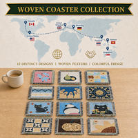 Sous-verre décoratif tissé à franges, motif citrouille d'automne jacquard, dessous de tasse bohème, ornement de table, cadeau de pendaison de crémaillère pour cuisine et maison