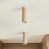 Luminaire suspendu LED long en pierre de travertin jaune, style Wabi-Sabi, petit lustre vintage, hauteur réglable, sans fil