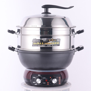 <b>Electric</b> Hot Pot Multi-Functional <b>Steamer</b> Stewer Fryer 400C Heating Round Design For Home Cooking - Product Image 3