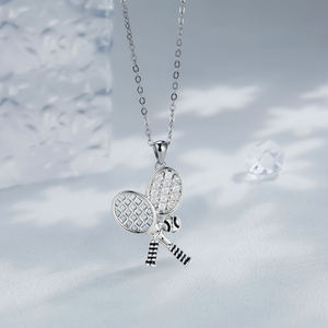 จี้รูปหัวใจเทนนิสสุดฮิต ดีไซน์เก๋ สร้อยคอเงินแท้ 925 ชุบทอง ประดับเพชรซิคอน เหมาะเป็นของขวัญสำหรับผู้หญิง - Product Image 5