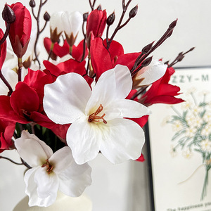 Artificial Magnolia Flower Bouquet 5 Forks 20 Heads High Simulation Silk Flower Home Decor Wedding Photography Prop - Product Image 4