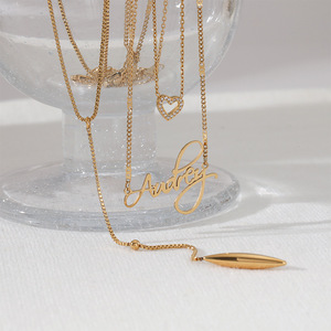 MICCI 18K 镀金防过敏不锈钢精致个性化分层定制名字 Y 项链 - Product Image 2