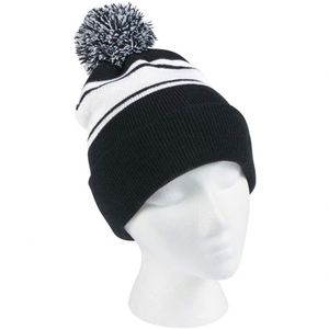 Gorro de Invierno Personalizado con Logotipo para Niños y Adultos, Diseño Moderno de Dos Tonos con Rayas Acordonadas, Tejido Acrílico, Bonito Pompón, Cierre Elástico - Product Image 3