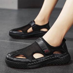 Nouvelles sandales d'été en cuir PU respirantes pour l'extérieur, semelle souple, chaussures décontractées en cuir durables, Zapatos - Product Image 2