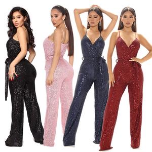 <span class=keywords><strong>Combinaison</strong></span> Rose à Paillettes pour Femmes, Manches Longues, <span class=keywords><strong>Pantalon</strong></span> de Soirée Scintillant, Barboteuse Brillante, Tenue de Club, Robes de Soirée - Product Image 6