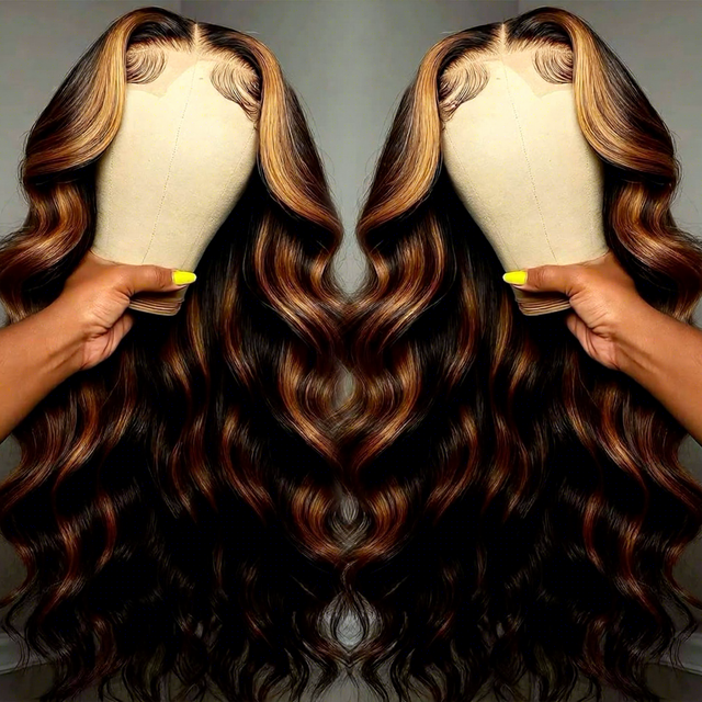 Honey Blonde Body Wave HD Lace Frontal Human Hair Wig for Black Women Brazilian Lace Front Glueless Piano Color Human Hair Wigs
