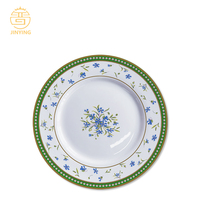 Derniers ensembles de vaisselle en céramique de luxe à motif de plantes vertes, vaisselle en porcelaine fine pour événements et traiteurs