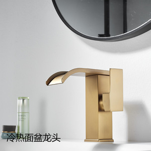 Modern <b>Single</b> Handle <b>Basin</b> Faucet Stainless Steel Deck Mounted Waterfall Sink <b>Tap</b> <b>Single</b> Hole Design - Product Image 3