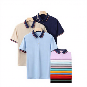เสื้อโปโลแขนสั้นผู้ชาย ผ้าฝ้าย สีพื้น ลำลอง ระบายอากาศได้ดี ทรงปกติ ดีไซน์ติดกระดุม - Product Image 1