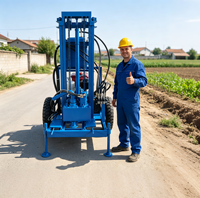 Machine de forage de puits d'eau diesel entièrement hydraulique, profondeur 200 m, équipement de forage portable pour l'approvisionnement en eau des fermes
