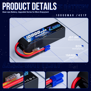 Zeee 4S <strong>Lipo</strong> <strong>Battery</strong> <strong>10000mAh</strong> 14.8V 120C EC5 Connector Soft Case RC <strong>Battery</strong> for RC Car Truck Tank Racing Hobby Models - Product Image 3