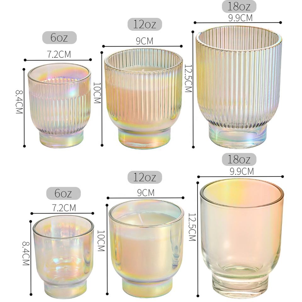 Custom Luxury Iridescent Rainbow Empty Glass Jar Fashionable Scented ...