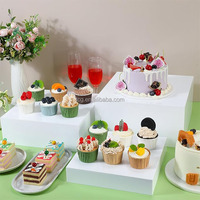 TCG Présentoirs de Buffet en Acrylique de Haute Qualité, Grands avec Rehausseur à Desserts, Luxe Hôtel, Présentoir Alimentaire pour Buffet, un Ensemble (4 Pièces) Supporte la Taille Personnalisée