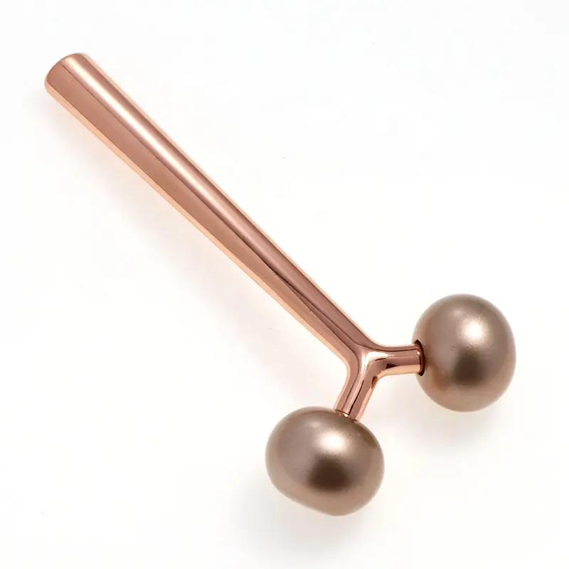 Rose Gold Aluminum alloy 360 Rotate Cooling ball Metal body face beauty massage roller japan for Reduce Puffiness Face lifting