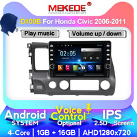 MEKEDE-D Android 9 4Core 1G + 16G Voiture Audio Vidéo Lecteur DVD Pour Civic 2006 2007 2008 2009 2010 2011 WIFI GPS Radio Stéréo BT 4G