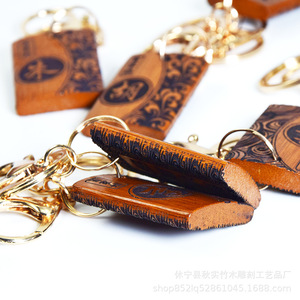 Bamboo Carved Surname <b>Keychain</b> Gravure Printing Classical Style Wood Material <b>Personal</b> Gift Portable Carabiner <b>Keychain</b> - Product Image 4
