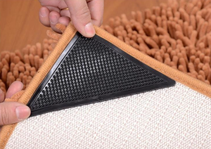 4pcs Reusable Self-<b>adhesive</b> Waterproof Rug <b>Pad</b> Anti-Slip Washable Double-Sided <b>Adhesive</b> Mats for Corners Sides Hardwood Floors - Product Image 2