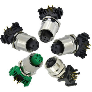 Пользовательские M12 гнездо заземленного типа винт 2 3 4 5 6 8 12-контактный штекер гнездовой печатной платы металлическая панель крепления разъемы 5A медные контакты питания - Product Image 1