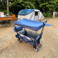 Chariot pliant pliable à logo robuste Chariot utilitaire extérieur pliable Chariot de camping avec auvent