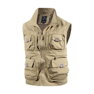 Logotipo personalizado Chaleco multibolsillo Cuello alto Suelto Tallas grandes Abrigo sin mangas Chaleco casual para hombre Cómodo Moda caliente - Product Image 4