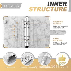 Carnet de planification hebdomadaire A5 A6 personnalisé en gros 2027, organiseur de budget à 6 anneaux en tissu PU pour usage scolaire - Product Image 5