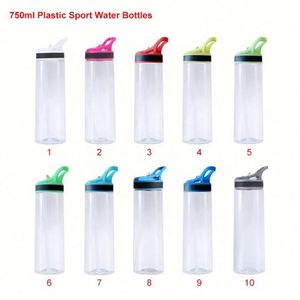 Botellas de Agua de Plástico Transparente Personalizables al por Mayor de 400 ml y 750 ml con Tapas Antiderrames y Pajita Abatible para Deportes al Aire Libre - Product Image 4