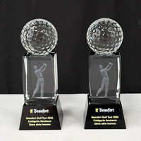 Trophées de golf en cristal sculpté en gros pour usines, récompenses et plaques de qualité pour compétitions sportives