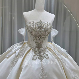 Lsoy058 Ivory Modern <b>Wedding</b> Dress Sweetheart Neckline Backless Crystal Beaded Baroque Embroidery Satin Ball Gown Chapel Train - Product Image 2