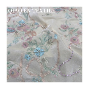 Textile tissé robuste haut de gamme pour les hauts de bricolage Cheongsam vêtements pour garçons à usage domestique-tissu à paillettes brodé floral - Product Image 5